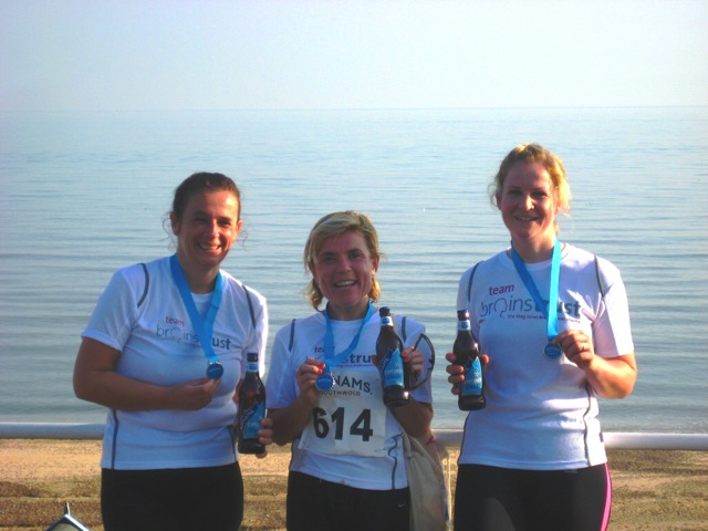 Kirsty Raven and her team after running the Adnams 10k run in Southwold for brainstrust Kirsty Raven and her team after running the Adnams 10k run in Southwold for brainstrust